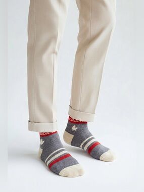 Canada Gray and Red Socks- Size 5-9 US